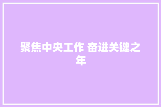 聚焦中央工作 奋进关键之年