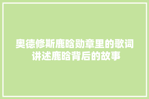 奥德修斯鹿晗勋章里的歌词 讲述鹿晗背后的故事