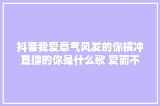 抖音我爱意气风发的你横冲直撞的你是什么歌 爱而不得完整歌词 休闲娱乐