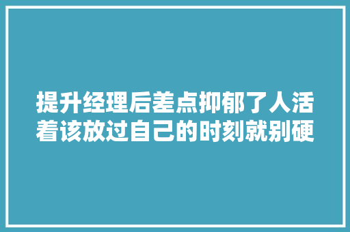 提升经理后差点抑郁了人活着该放过自己的时刻就别硬抗