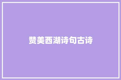 赞美西湖诗句古诗