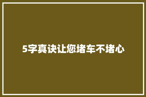 5字真诀让您堵车不堵心