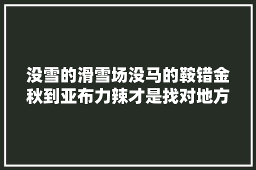 没雪的滑雪场没马的鞍错金秋到亚布力辣才是找对地方啦