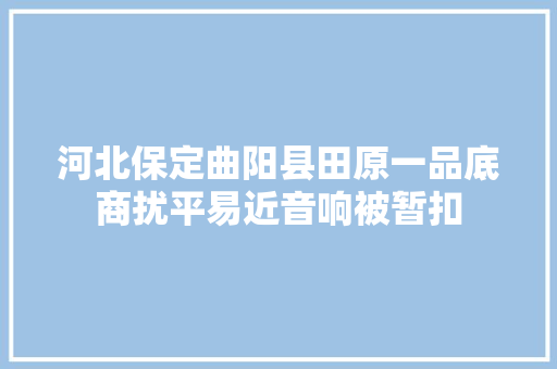 河北保定曲阳县田原一品底商扰平易近音响被暂扣