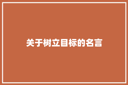 关于树立目标的名言