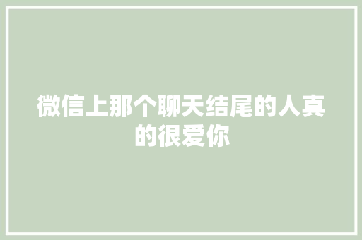 微信上那个聊天结尾的人真的很爱你