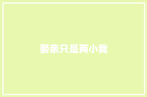 娶亲只是两小我