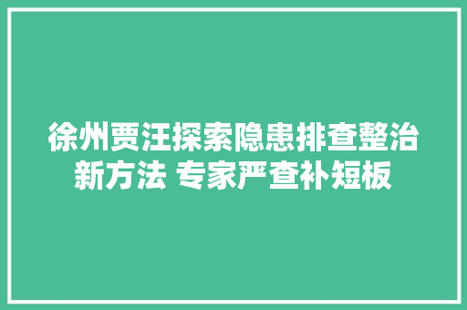 徐州贾汪探索隐患排查整治新方法 专家严查补短板
