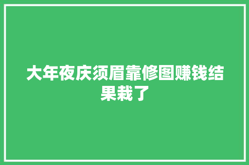 大年夜庆须眉靠修图赚钱结果栽了