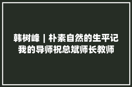韩树峰︱朴素自然的生平记我的导师祝总斌师长教师