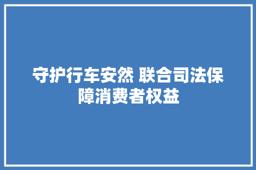 守护行车安然 联合司法保障消费者权益