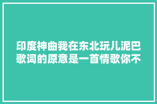 印度神曲我在东北玩儿泥巴歌词的原意是一首情歌你不知道吧