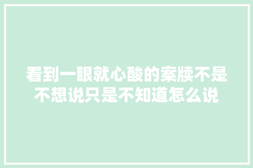 看到一眼就心酸的案牍不是不想说只是不知道怎么说