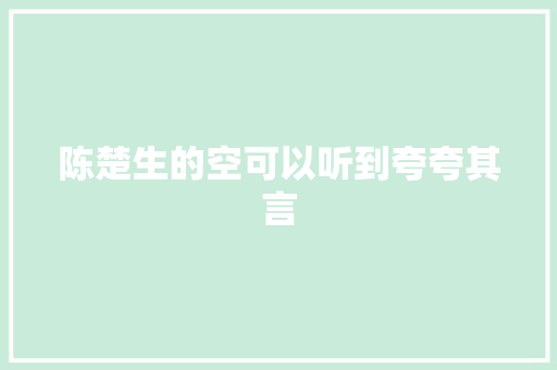 陈楚生的空可以听到夸夸其言
