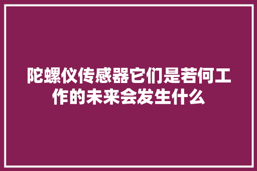 陀螺仪传感器它们是若何工作的未来会发生什么