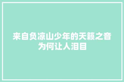 来自负凉山少年的天籁之音为何让人泪目