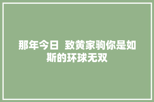 那年今日  致黄家驹你是如斯的环球无双