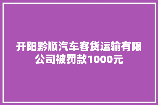 开阳黔顺汽车客货运输有限公司被罚款1000元