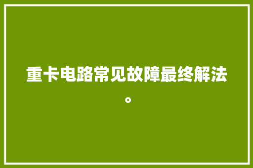 重卡电路常见故障最终解法。