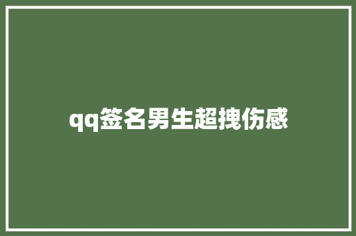 qq签名男生超拽伤感