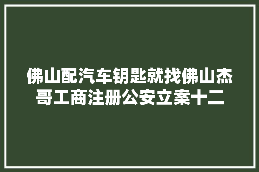 佛山配汽车钥匙就找佛山杰哥工商注册公安立案十二