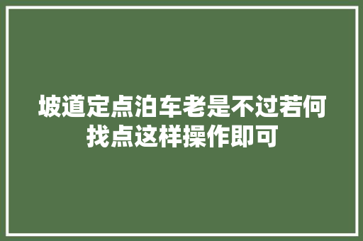 坡道定点泊车老是不过若何找点这样操作即可