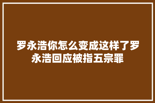 罗永浩你怎么变成这样了罗永浩回应被指五宗罪