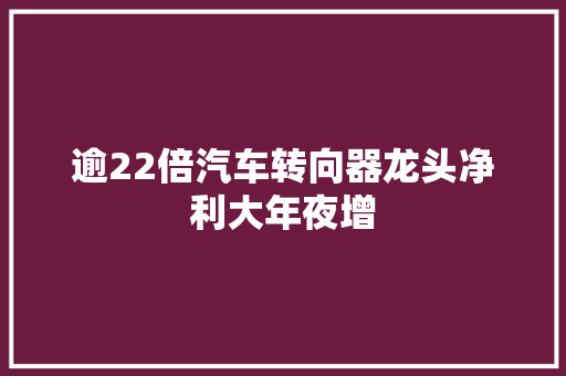 逾22倍汽车转向器龙头净利大年夜增