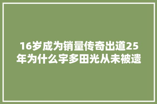 16岁成为销量传奇出道25年为什么宇多田光从未被遗忘