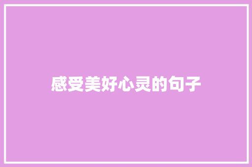 感受美好心灵的句子