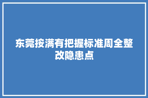 东莞按满有把握标准周全整改隐患点