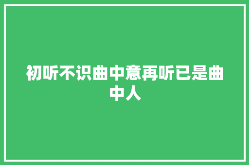 初听不识曲中意再听已是曲中人