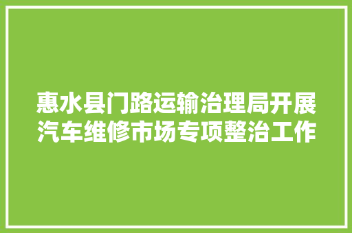 惠水县门路运输治理局开展汽车维修市场专项整治工作
