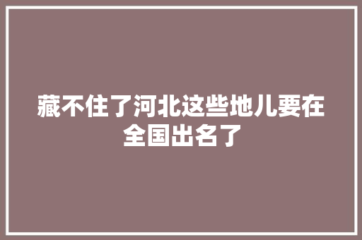 藏不住了河北这些地儿要在全国出名了