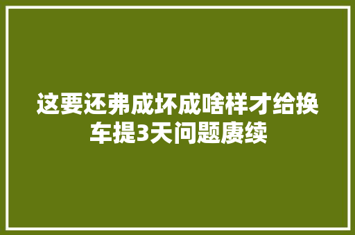 这要还弗成坏成啥样才给换车提3天问题赓续