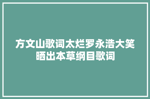 方文山歌词太烂罗永浩大笑晒出本草纲目歌词