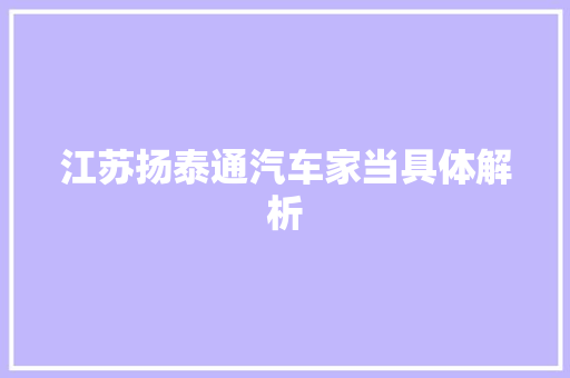 江苏扬泰通汽车家当具体解析