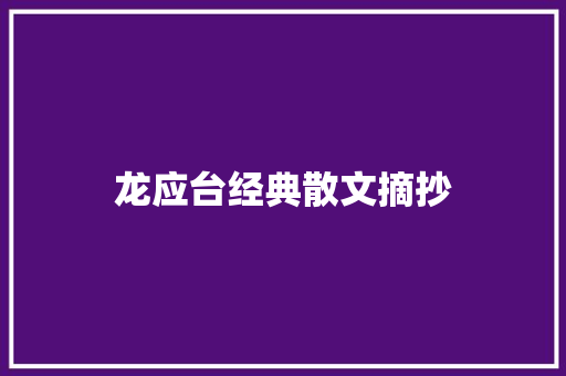 龙应台经典散文摘抄