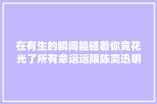 在有生的瞬间能碰着你竟花光了所有命运运限陈奕迅明年今日