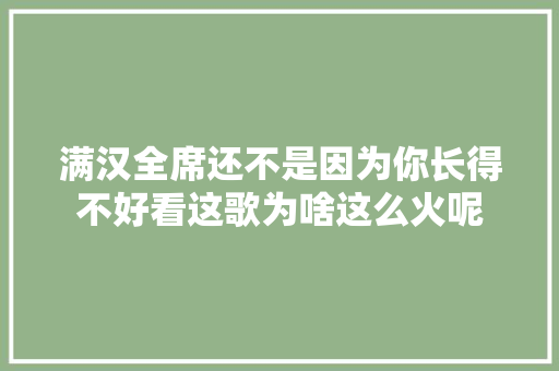 满汉全席还不是因为你长得不好看这歌为啥这么火呢