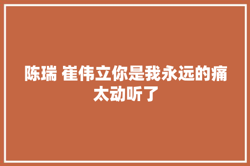 陈瑞 崔伟立你是我永远的痛太动听了