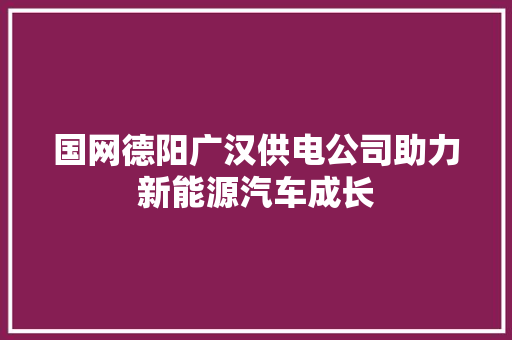 国网德阳广汉供电公司助力新能源汽车成长