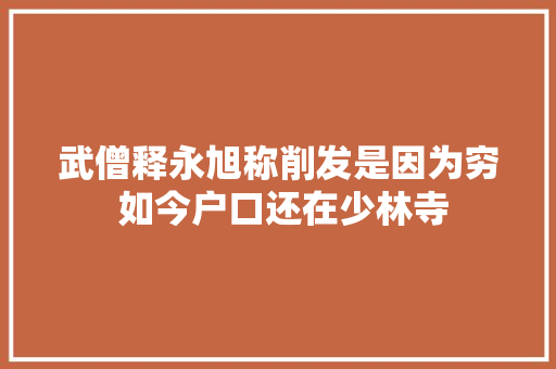 武僧释永旭称削发是因为穷 如今户口还在少林寺