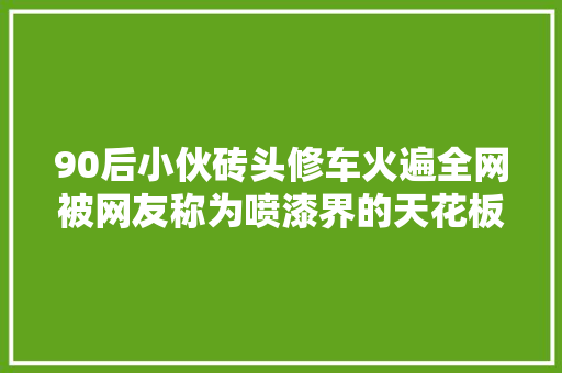 90后小伙砖头修车火遍全网被网友称为喷漆界的天花板