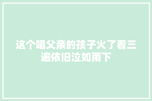 这个唱父亲的孩子火了看三遍依旧泣如雨下