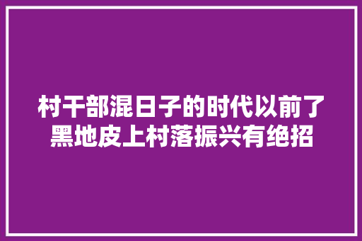 村干部混日子的时代以前了黑地皮上村落振兴有绝招