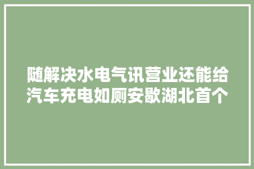 随解决水电气讯营业还能给汽车充电如厕安歇湖北首个24小时供电营业厅开门迎客