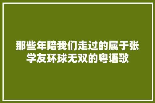 那些年陪我们走过的属于张学友环球无双的粤语歌