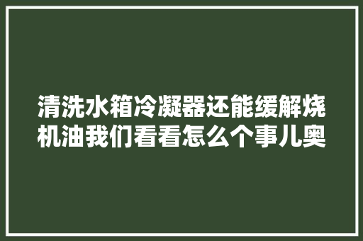清洗水箱冷凝器还能缓解烧机油我们看看怎么个事儿奥迪