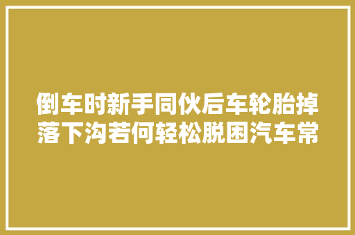 倒车时新手同伙后车轮胎掉落下沟若何轻松脱困汽车常识